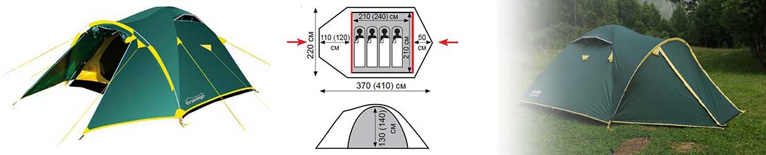 Палатка туристическая, четырехместная Tramp Lair-4 V2 Кат. А