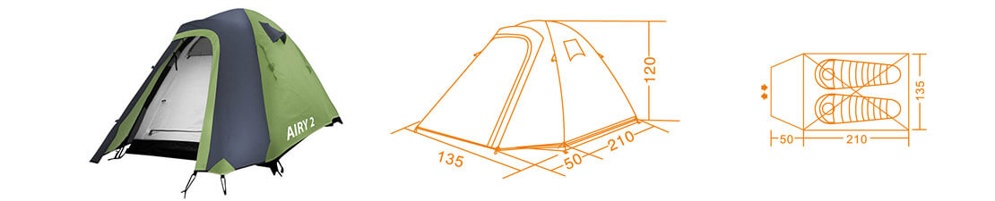 Палатка кемпинговая, двухместная Airy-2 Кат. С
