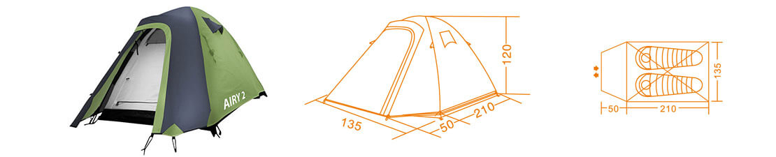 Намет кемпінговий, двомісний Airy-2 Кат. С